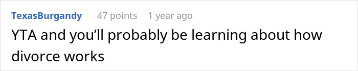 Comment criticizing for overcharging stepdaughter rent.