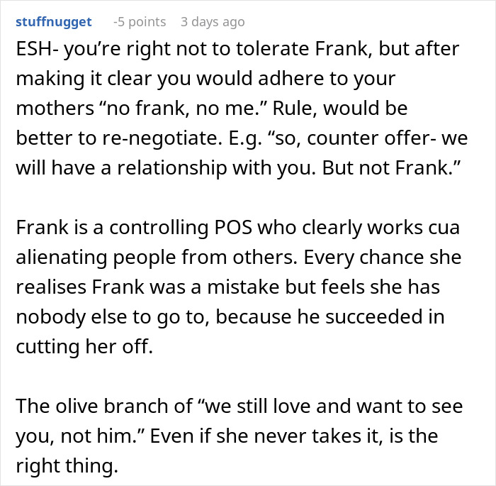 Online comment discussing issues with a controlling stepdad and family relationship dynamics. Online comment discussing issues with a controlling stepdad and family relationship dynamics.