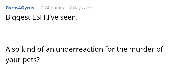 Reddit comment expressing frustration over pet poisoning and reactions.