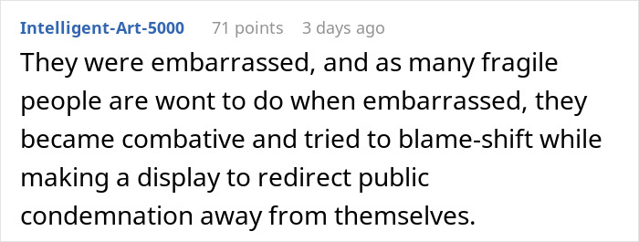 Text discussing an entitled couple's embarrassment and blame-shifting after stealing a first-class seat from a wheelchair user. Text discussing an entitled couple's embarrassment and blame-shifting after stealing a first-class seat from a wheelchair user.