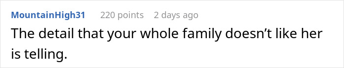 Comment discussing family dynamics related to wealth flaunting. Comment discussing family dynamics related to wealth flaunting.