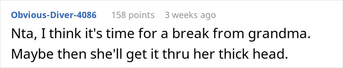Screenshot of an online comment discussing a granddaughter and grandma conflict over nuts with a reality check mentioned.