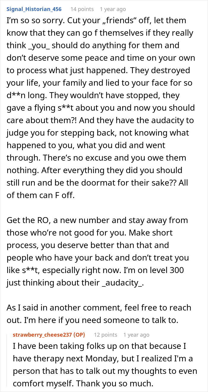 Text conversation about a bride exposing affair at rehearsal dinner, highlighting ensuing chaos and family reactions.