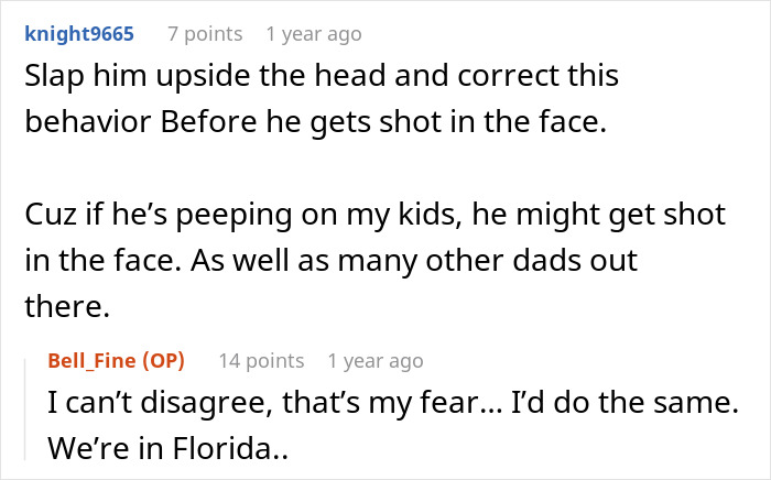 Reddit users discuss a dad catching teen son creeping around neighbor&rsquo;s yard at night and reactions.