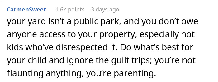 Comment about a woman buying a swing set for her kid and not flaunting wealth while parenting.