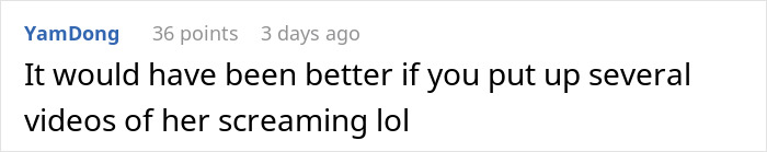 Comment suggesting videos of an event manager harassing teammates would have been better, with humorous tone.