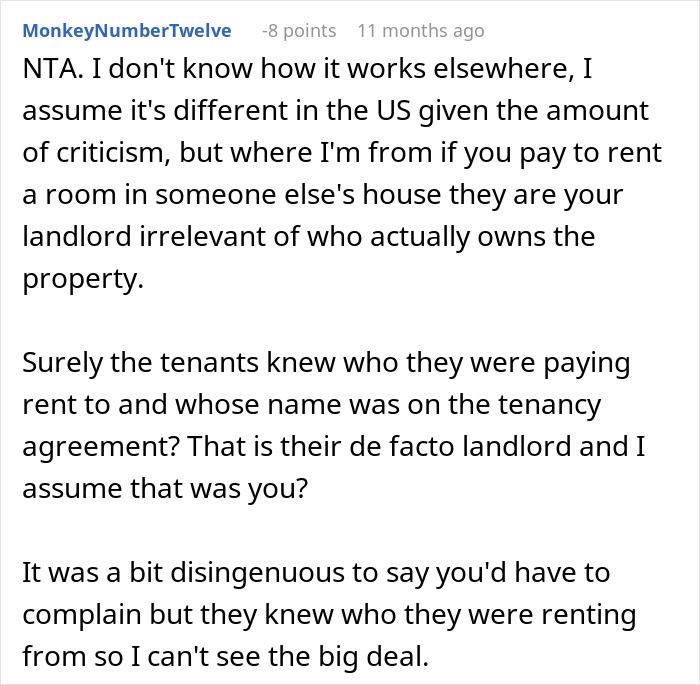 Reddit comment about roommates not knowing their landlord, discussing rental agreements and tenant awareness. Reddit comment about roommates not knowing their landlord, discussing rental agreements and tenant awareness.