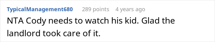 Online comment on housemate's child care issue, mentioning landlord's intervention.