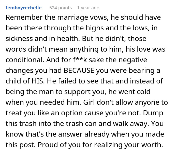 Reddit comment discussing marriage vows and unconditional love challenges. Reddit comment discussing marriage vows and unconditional love challenges.