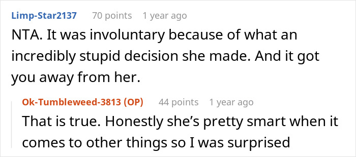 Reddit comments discussing a breakup before Valentine&rsquo;s, featuring opinions on decisions and intelligence.