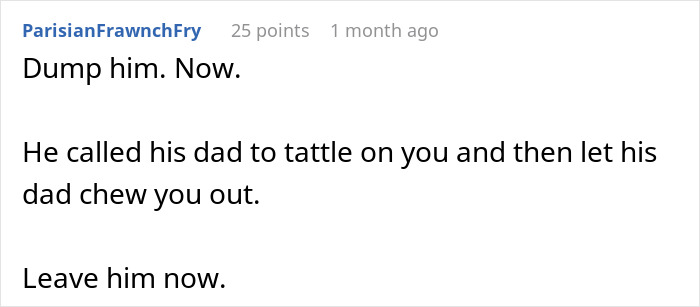 Text from a comment reacting to a situation with a future father-in-law and vegetarian meatballs.