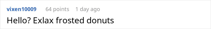Reddit comment joking about setting a trap with Exlax donuts to stop a roommate from stealing food.