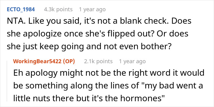 Text conversation about pregnant wife's behavior with a caring husband being used as a human punching bag.