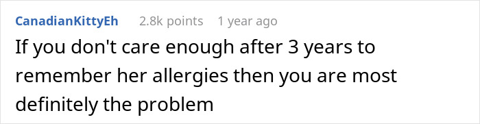 Comment on relationship issues due to neglecting allergies, gaining attention with 2.8k points.