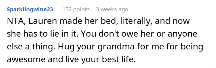 Comment on sibling relationship refusal after a dispute over a man, emphasizing personal well-being and familial support.