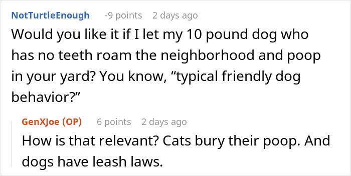 Text exchange about neighbor's pets in a dispute.