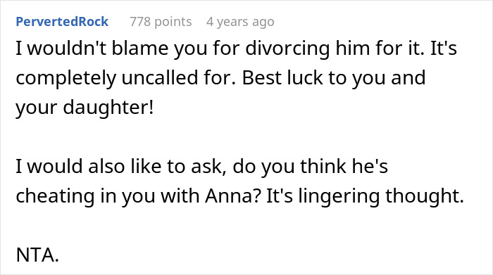 Comment questioning why husband chose best friend over child's birth.