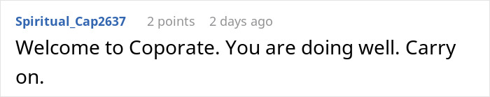 Comment on a Reddit post about corporate success with a humorous spelling error.