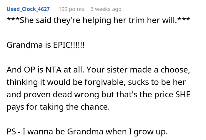 Reddit comment discussing family issues and relationships after a man passed away.