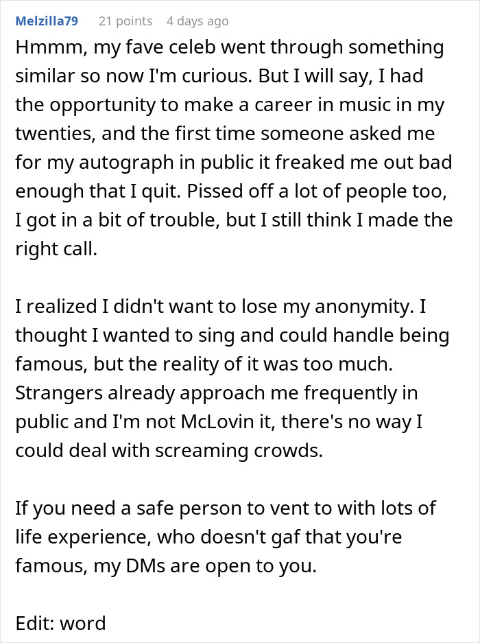 Anonymous celebrity shares feelings of being tired and disillusioned with life, discussing struggles with fame.