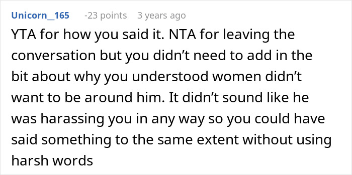 Comment discussing boundaries when a woman tells a guy she's not a therapist after oversharing.