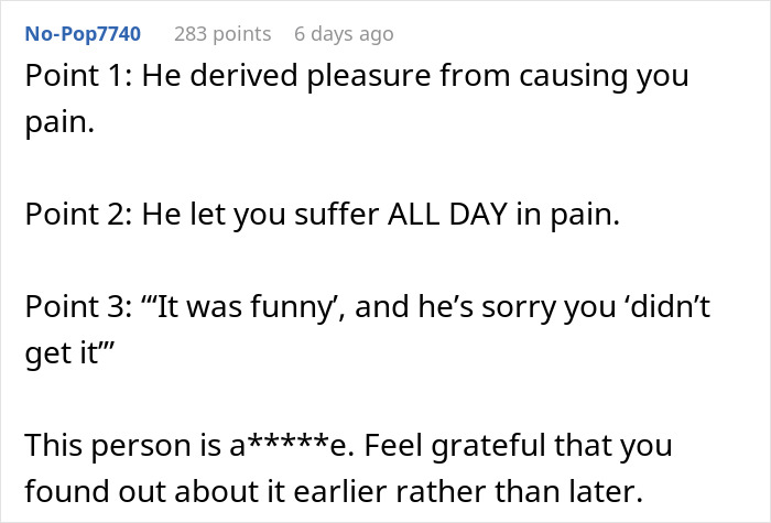 Text exchange about a joke gone wrong, causing pain and leading to a breakup. Text exchange about a joke gone wrong, causing pain and leading to a breakup.