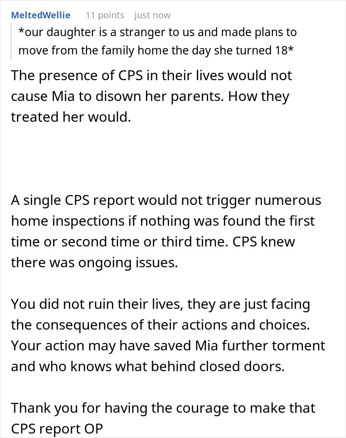 Text exchange discussing CPS involvement in a daughter's eating disorder case displayed online by parents. Text exchange discussing CPS involvement in a daughter's eating disorder case displayed online by parents.