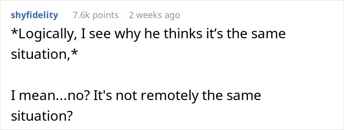 Reddit comment discussing a man's frustration over not raising an affair baby with his wife who can't have kids.