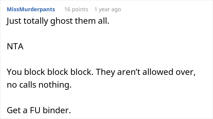 Reddit comment discussing advice related to false CPS claims and family drama strategies.