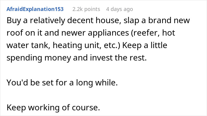 Text message discussing investment and spending after a breakup; a strategy for financial stability.