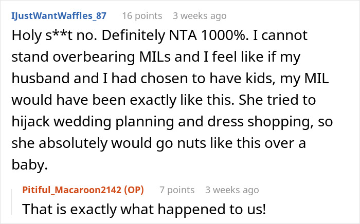 Discussion about keeping pregnancy news private from overbearing MIL on online forum.