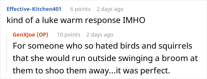 Text exchange discussing petty revenge on a neighbor who harmed cats.