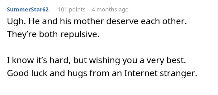 Online comment reacting to a joke about MIL and birth control with support and criticism.