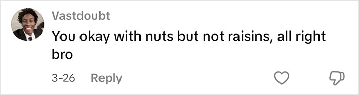 Comment about Costco carrot cake ingredients debate on nuts vs. raisins.