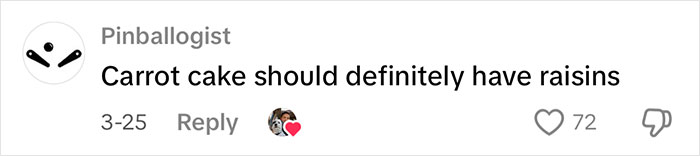 Comment on carrot cake having raisins from Costco shopper.