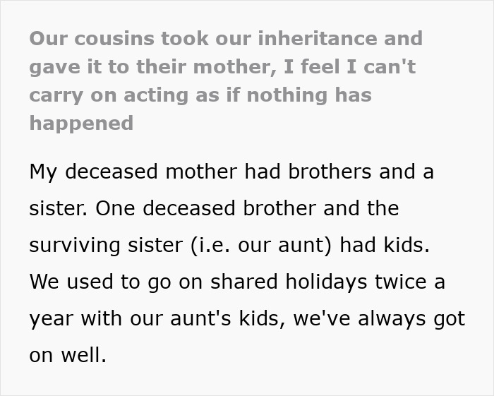 Person shares conflict over deceased uncle's inheritance withheld from ill sister, reflecting on family dynamics. Person shares conflict over deceased uncle's inheritance withheld from ill sister, reflecting on family dynamics.