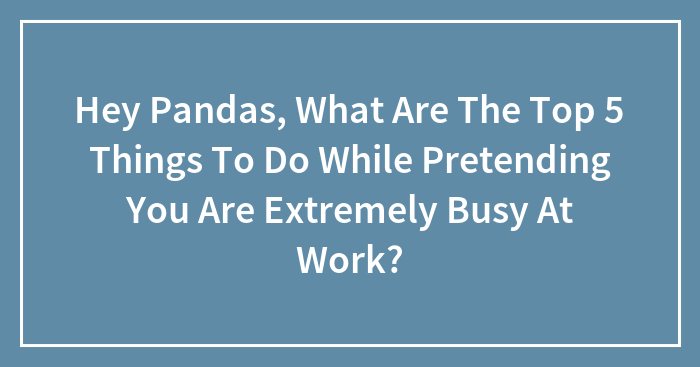 Hey Pandas, What Are The Top 5 Things To Do While Pretending You Are Extremely Busy At Work?
