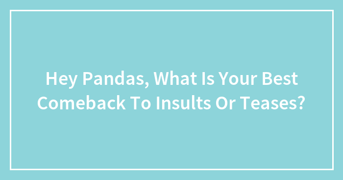 Hey Pandas, What Is Your Best Comeback To Insults Or Teases? (Closed)