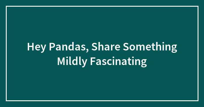 Hey Pandas, Share Something Mildly Fascinating (Closed)