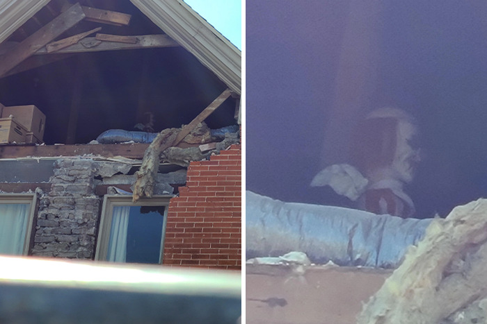 Casa nueva con sorpresa aterradora en el ático, imagen de persona asustada tras mudanza inesperada.