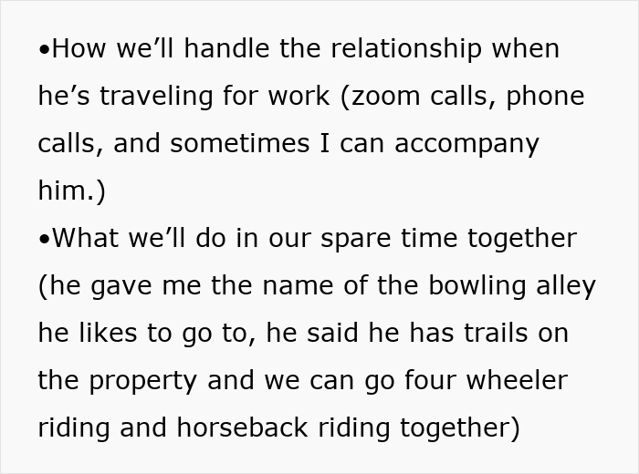 Text outlining relationship plans, including travel and leisure activities, highlighting a woman's clever escape strategy.