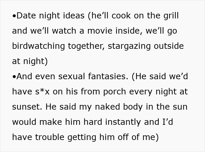 Text describing unsettling date ideas and fantasies, highlighting a delusional client scenario.
