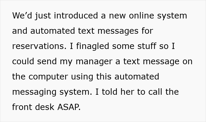 Automated text system in use during a woman's clever escape plan.