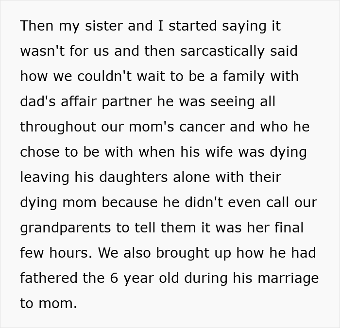 Text screenshot discussing uncomfortable engagement dinner events involving dad.