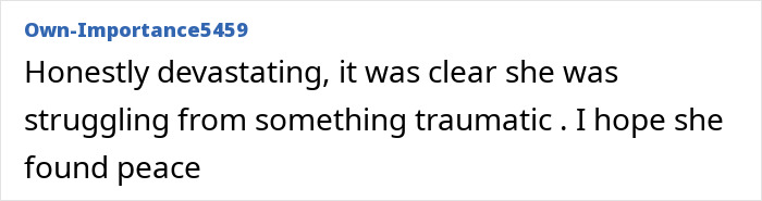 Comment on former child star's passing, expressing sadness and hope for peace.