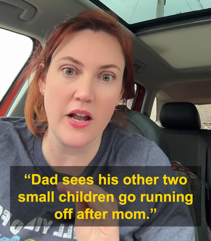 Woman discusses a dad losing his baby in a car, looking surprised, with a quote below her.