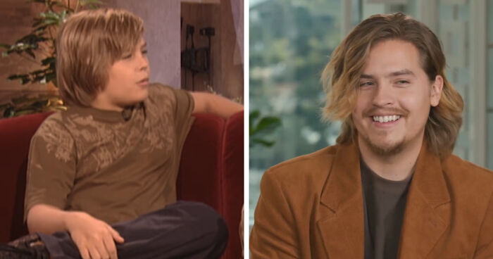 Kid actor turned successful adult star, shown in childhood and adult images, wearing casual and formal attire respectively.