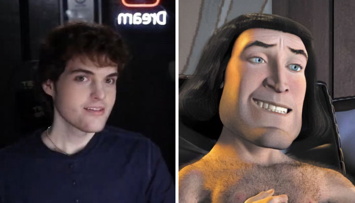 Side-by-side image of Minecraft star Dream and animated character, highlighting the dream face reveal reaction among fans.