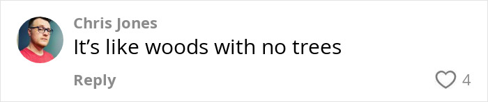 Comment by Chris Jones describing Vegas outskirts: "It's like woods with no trees," with a heart reaction count of four.