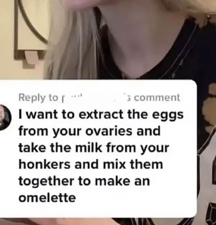 Person's cringe-inducing comment displayed on screen, highlighting embarrassing behavior online.